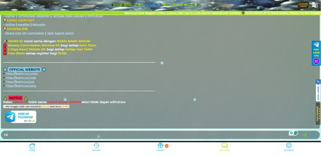 Bet4Cuci Customer Support Chat