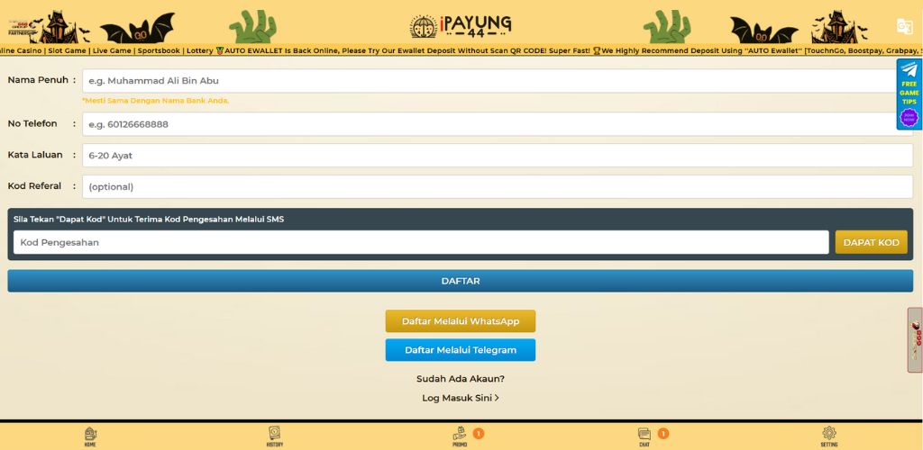 iPayung44 Register Page